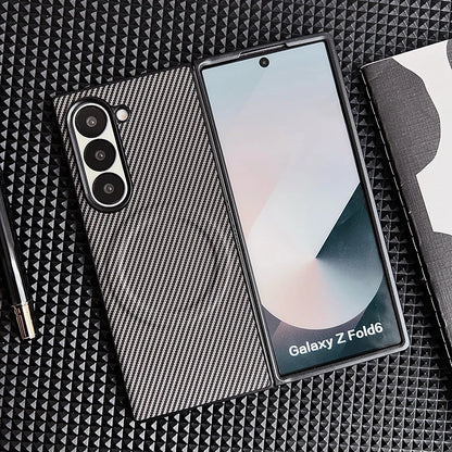 Carbon Fiber Pattern PU Leather For Magsafe Magnetic Case For Samsung Galaxy Z Fold 6 4 5 3 Fold6 Fold4 Fold5 Fold3 Back Cover