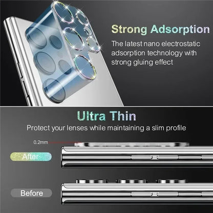 Glitter Camera Lens Protector For Samsung Galaxy S26 S25 S24 S23 Plus Ultra Full Cover Protection Clear Glass Scratch Resistant