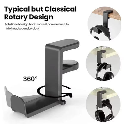 PC Gaming Headphone Stand Headset Hook Holder Hanger Mount With Adjustable 360° Rotating Arm Clamp Desk Mount Universal Bracket