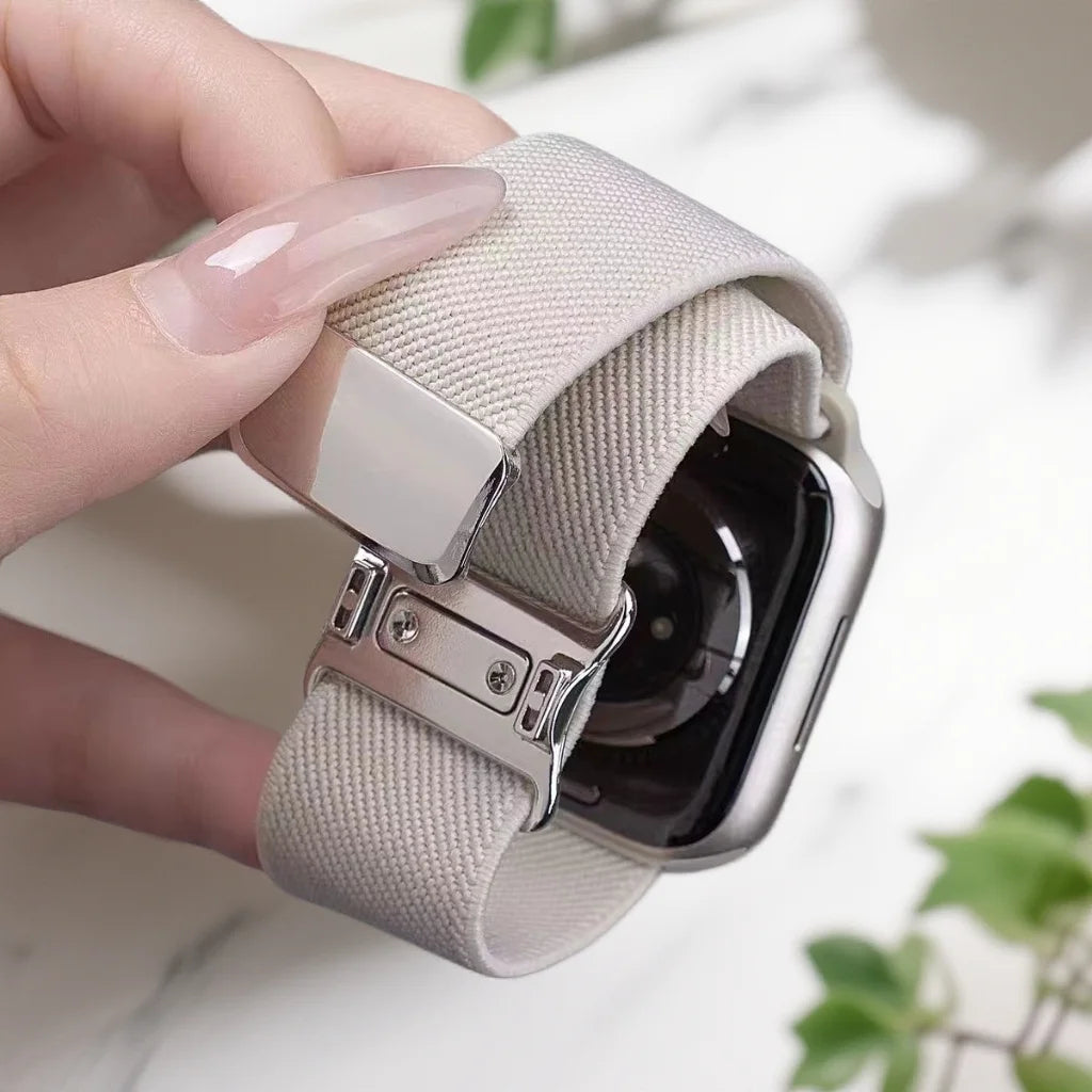 Magnetic Strap for Apple Watch Ultra3 Band 49mm Woman Man 40mm 44mm Nylon Elastic Loop for Iwatch Series11 10 9 8 7 6 5 4 3 2 1