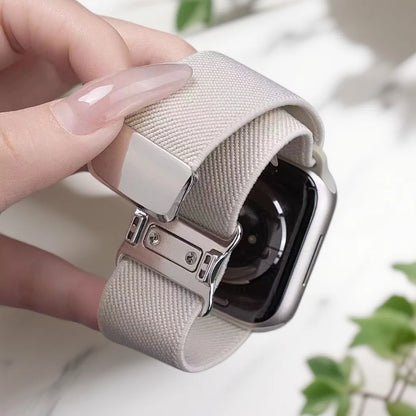 Magnetic Strap for Apple Watch Ultra3 Band 49mm Woman Man 40mm 44mm Nylon Elastic Loop for Iwatch Series11 10 9 8 7 6 5 4 3 2 1
