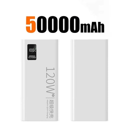120W Power Bank 500000mAh Large Capacity Super Fast Charge Power Bank Portable Battery Charger For iPhone Samsung Huawei Xiaomi