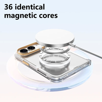 Luxury for Magsafe Magnetic Shock Resistant Protective Case, for iPhone Duo with Central Hinge Frame anti Drop Protective Cover