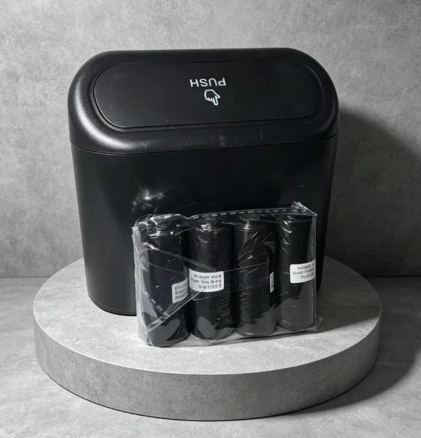 Car Trash Can, Mini Leakproof Trash Can for Car Desk, Thickened Garbage Bags Included, Portable Small Waste Bin for Vehicle