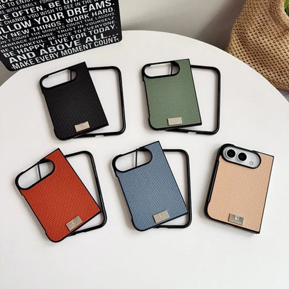 For iPhone Duo Fold Phone Case Crossbody Lanyard Solid Color Woven Case Shockproof Anti Scratch for iPhone Duo Protective Cover