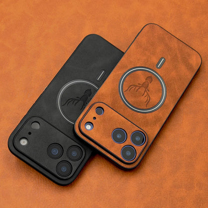 Luxury Pu Leather Deer Head Pattern Case For iPhone 17 16 15 14 13 12 11 Pro Max Plus 17E 16E For Magsafe Wireless Charge Covers