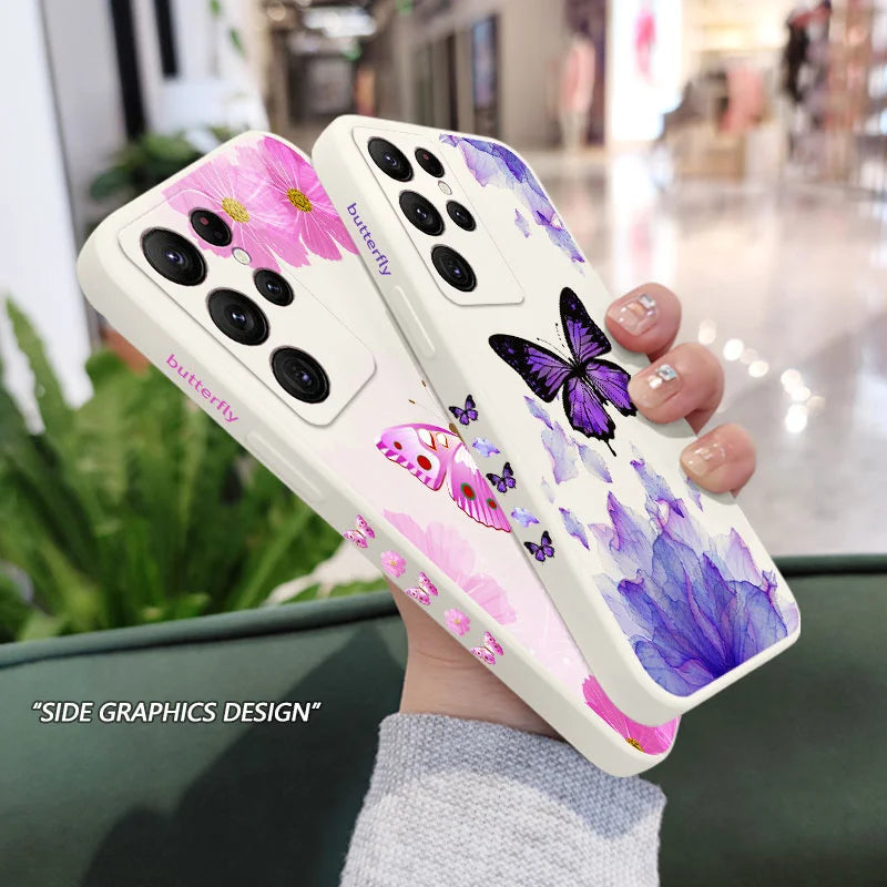 Printed Butterfly Phone Case For Samsung Galaxy S25 S24 S23 S22 S21 S20 Ultra Plus FE S10 S9 S10E Note 20 ultra 10 9 Plus Cover