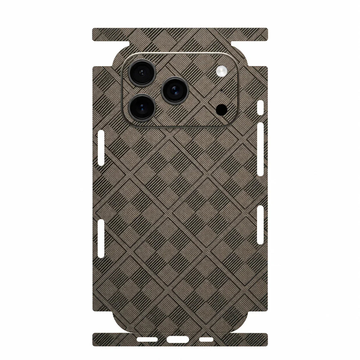 Full Wrap Faux Leather 3D Embossed Back Skin for iPhone 17 16 15 14 13 Pro Max Anti Scratch Rear Protective Film Sticker