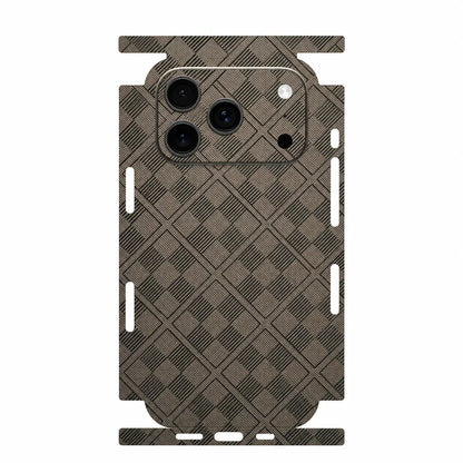 Full Wrap Faux Leather 3D Embossed Back Skin for iPhone 17 16 15 14 13 Pro Max Anti Scratch Rear Protective Film Sticker
