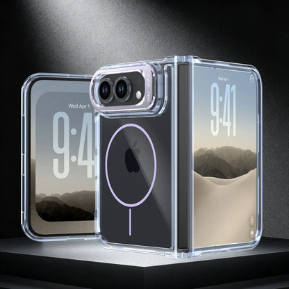 Luxurious Original Skin Clear Lens Holder Magnetic Phone Case For IPhone Duo For Magsafe All-round Anti Drop Protective Cover