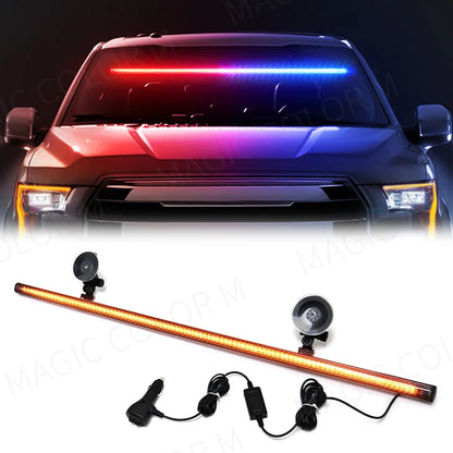 96 LED 3030 Beads Front Windshield Car Strobe Lamp Bar Traffic Signal Flashing Lamp Auto Roof Top Warning Light 12V Waterproof