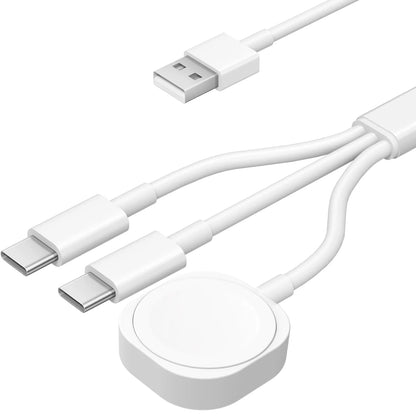 3 in 1  Magnetic Watch Charger Phone Charging Cable for iWatch 11 S10 SE Ultra & AirPods Pro 3 Dual Type C Fast Charging Station