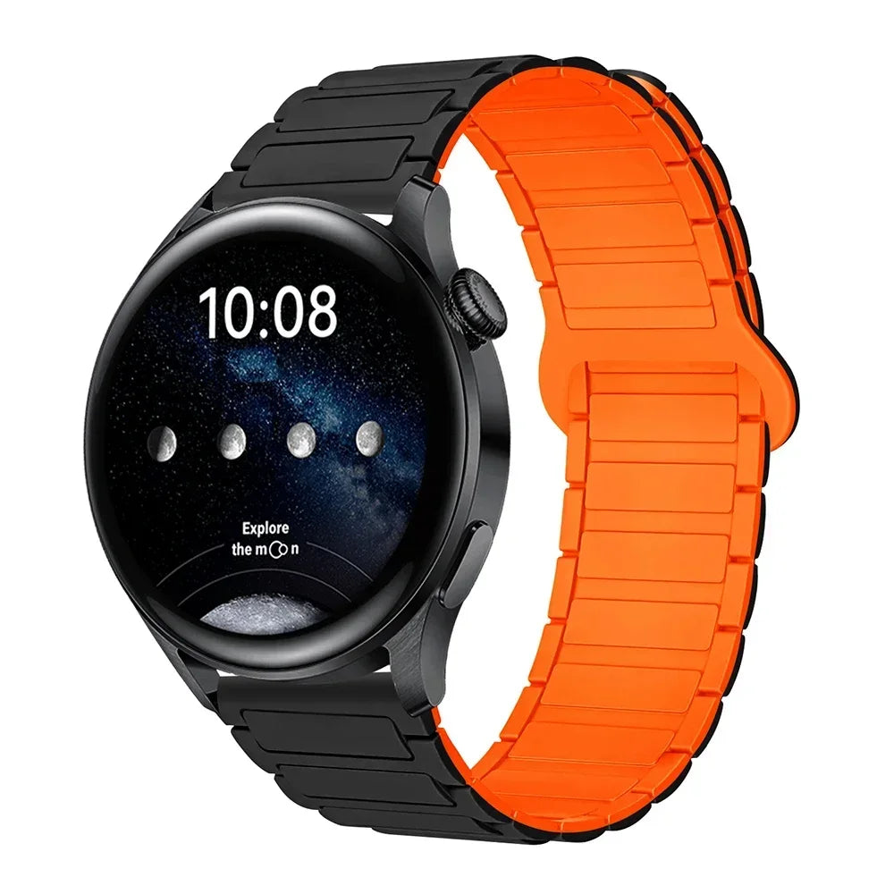 18mm 20mm 22mm Magnetic Loop Band for Samsung Galaxy Watch 7/6/5 Pro/4/Classic Silicone Link Bracelet Huawei GT 2-2e 3-4 Strap