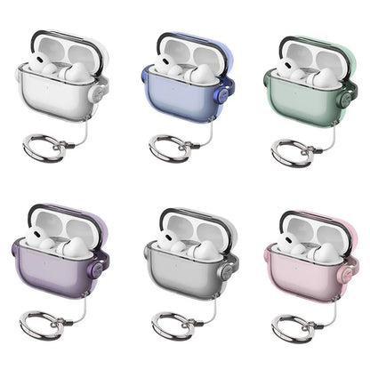Security Lock Transparent Cover For Airpods Pro 2 Case Cute Candy Color Clean Earphone Case For Airpods 4 3 1 2 5 Phone Holder