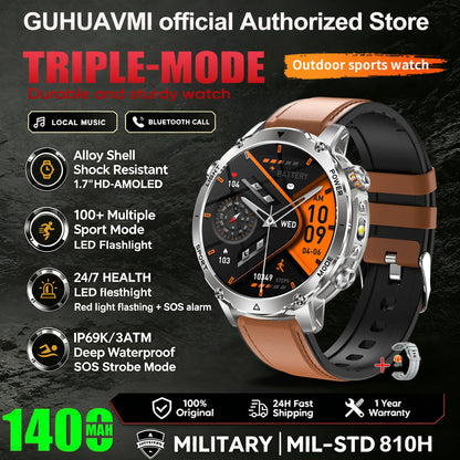2026 New Smart Watch Bluetooth Call 1400mAh Large Battery Sport Heart Rate 1.7" Military Outdoor Men Smartwatch For Android IOS