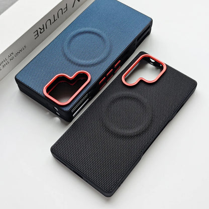 Luxury PU Woven Matte Anti-Slip Phone Case For Samsung Galaxy S26 S25 Edge Ultra Plus Drop Proof Magnetic Charging Protect Cover