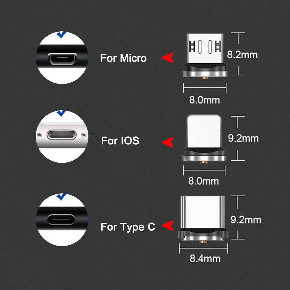 5PCS Magnetic Plug Connector Universal Round Magnetic Cable Type C Micro USB Magnet Replacement Parts for Mobile Phones