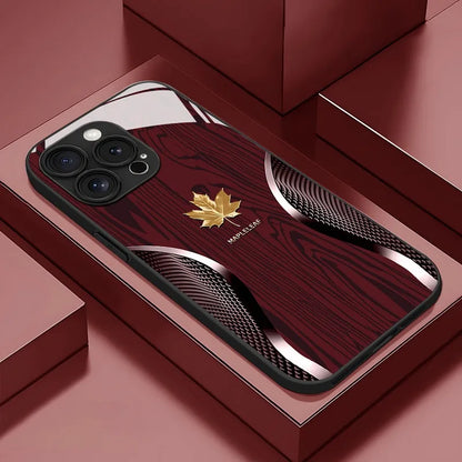 HOT Luxury Maple Leaf Wood Grain Curve Glass Phone Case for Samsung A07 A26 A36 A56 A16 A06 A55 A15 A04 A34 A54 A24 A05 4G 5G