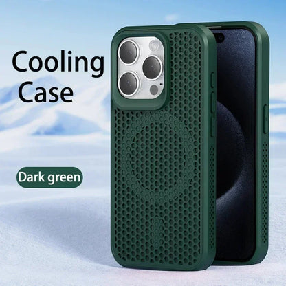 Cooling Heat Dissipation For Magsafe Case For iPhone 18 17 16 14 15 13 12 11 Pro Max Funda Mesh Breathable Grid Matte Hard Cover