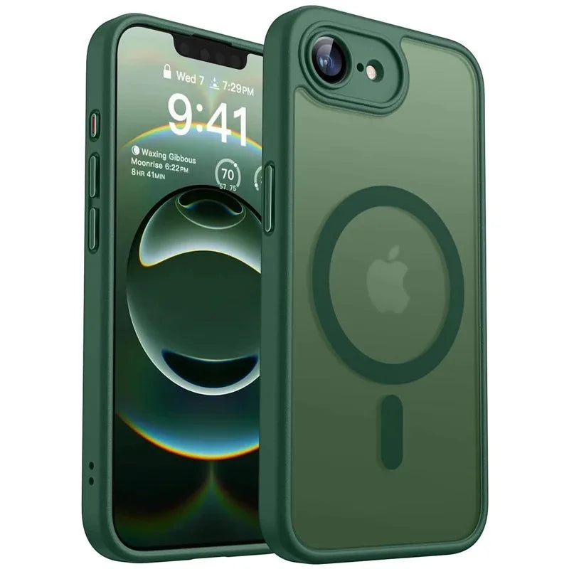 Luxury Magnetic Matte Clear Case For iPhone 16E 17E For Magsafe Shockproof Cover For iphone 17 16 15 14 13 Pro Max Plus Coque