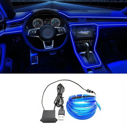 5M Car Environment El Wire LED USB Flexible Neon Interior Lights Car Decorative Accessories