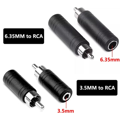 5Pcs 6.5/6.35mm Mono Stereo Audio Adapter TS Interconnect 1/8" 1/4" Male Plug to RCA Female Jack Connector Converter Speaker