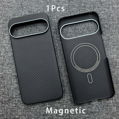 For Google Pixel 11 Pro XL Carbon Fiber Phone Case, Pixel 11, 11Pro Aramid Magnetic MagSafe Ultra-Thin Shockproof Black Case.