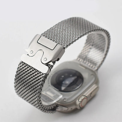 Official Titanium Milanese Loop Band for Apple Watch Bands Ultra 2/Ultra 49mm 46mm 45mm 44mm 42mm Parachute-style Strap Bracelet