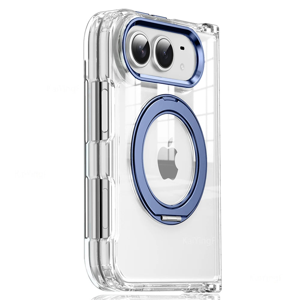 Luxury For Magsafe Phone Case For iPhone Duo 18 Fold With Rotating Magnetic Holder Transparent Case Acrylic Cover
