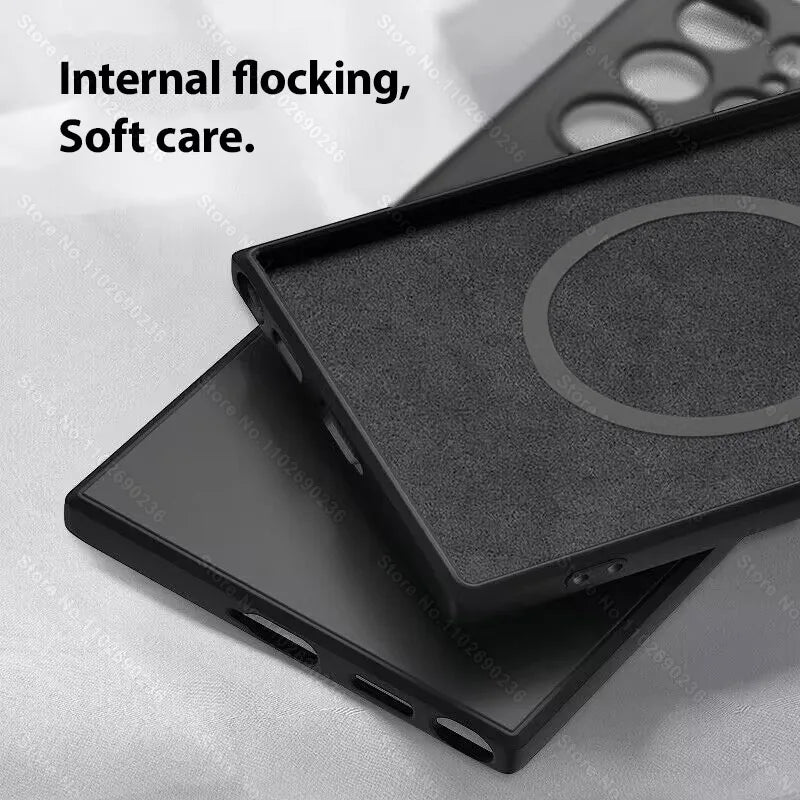 Liquid Silicone Case For Magsafe For Samsung Galaxy S24 S22 S21 S23 S25 Ultra Plus Fe Wireless Charge Magnetic Shockproof Cover