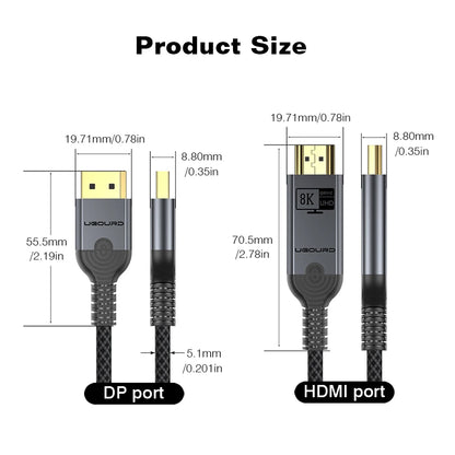 UGOURD 4K DP to HDMI 2.0 Compatible Cable 4K60Hz DisplayPort to HD Adapter Display Port Video Audio for PC TV Projector Laptop