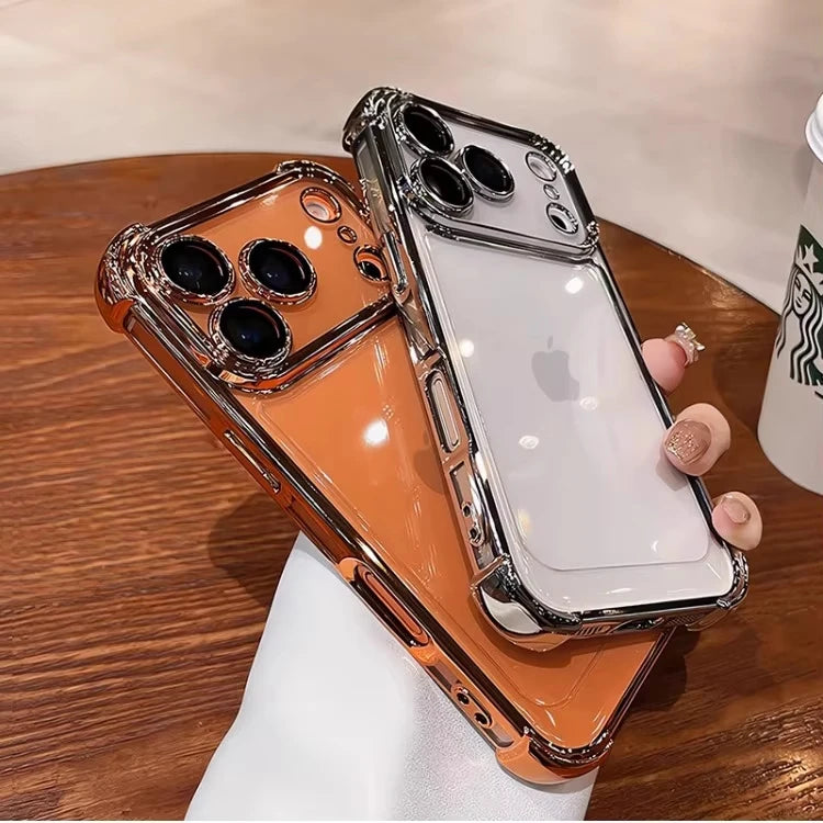 Electroplated Clear Silicone Phone Case with Airbag CornersPremium Shockproof Cover Compatible with iPhone /14/15/16/17 Pro Max