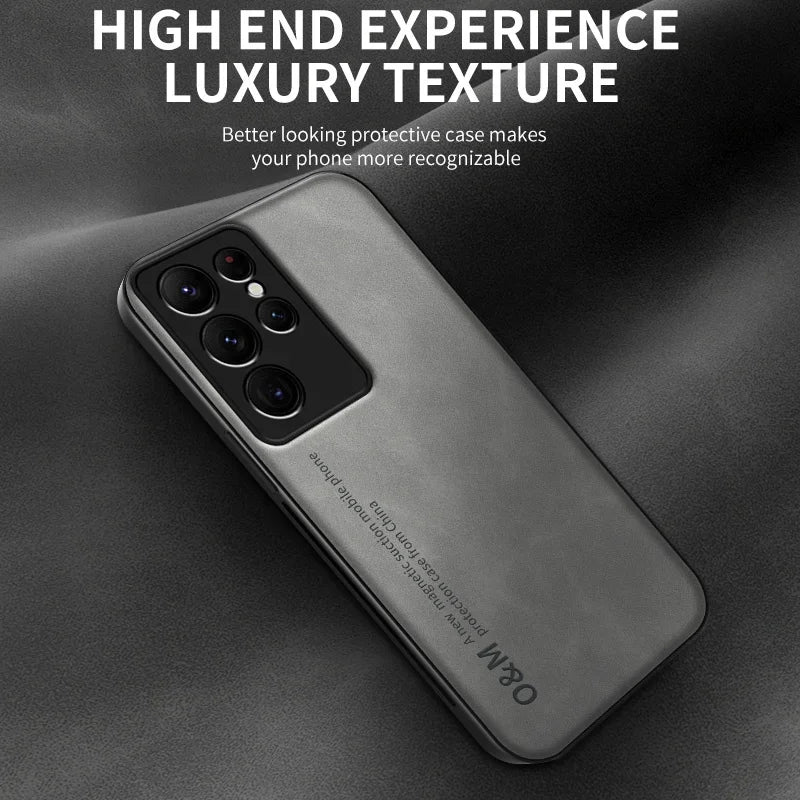 Magnetic Leather Phone Case For Samsung Galaxy S10 S20 S21 FE S22 S23 Plus Note 9 10 20 Ultra Build-in Magnet iron Soft Cover