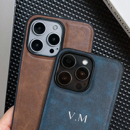 Leather Personalized Customized Initials Name Case For iPhone18 17 Air 16 15 14 13 12 11Pro Max Plus Luxury DIY Engraved Cover