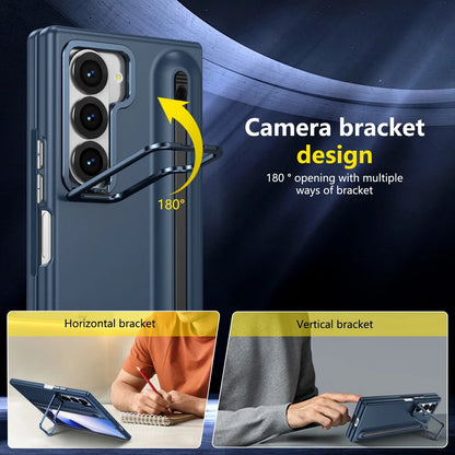 Lens Holder Stand Tempered Glass Film Phone Case for Samsung Galaxy Z Fold 8 Ultra 7 6 5 4 3 Hinge Protection Shockproof Cover