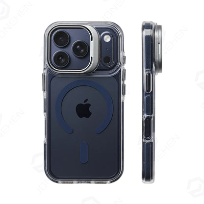 For Magsafe Hit Frame Magnetic Clear  Case For iPhone Air 17 Pro Max 17p 16 15 14 Pro Alloy Bracket Stand Anti-Drop Bumper Cover