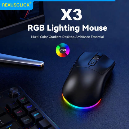 NexusClick Dual Mode Wireless Gaming Mouse,Lightweight RGB Backlit Magnetic Charging Dock DPI Adjustable Ergonomic for Laptop PC
