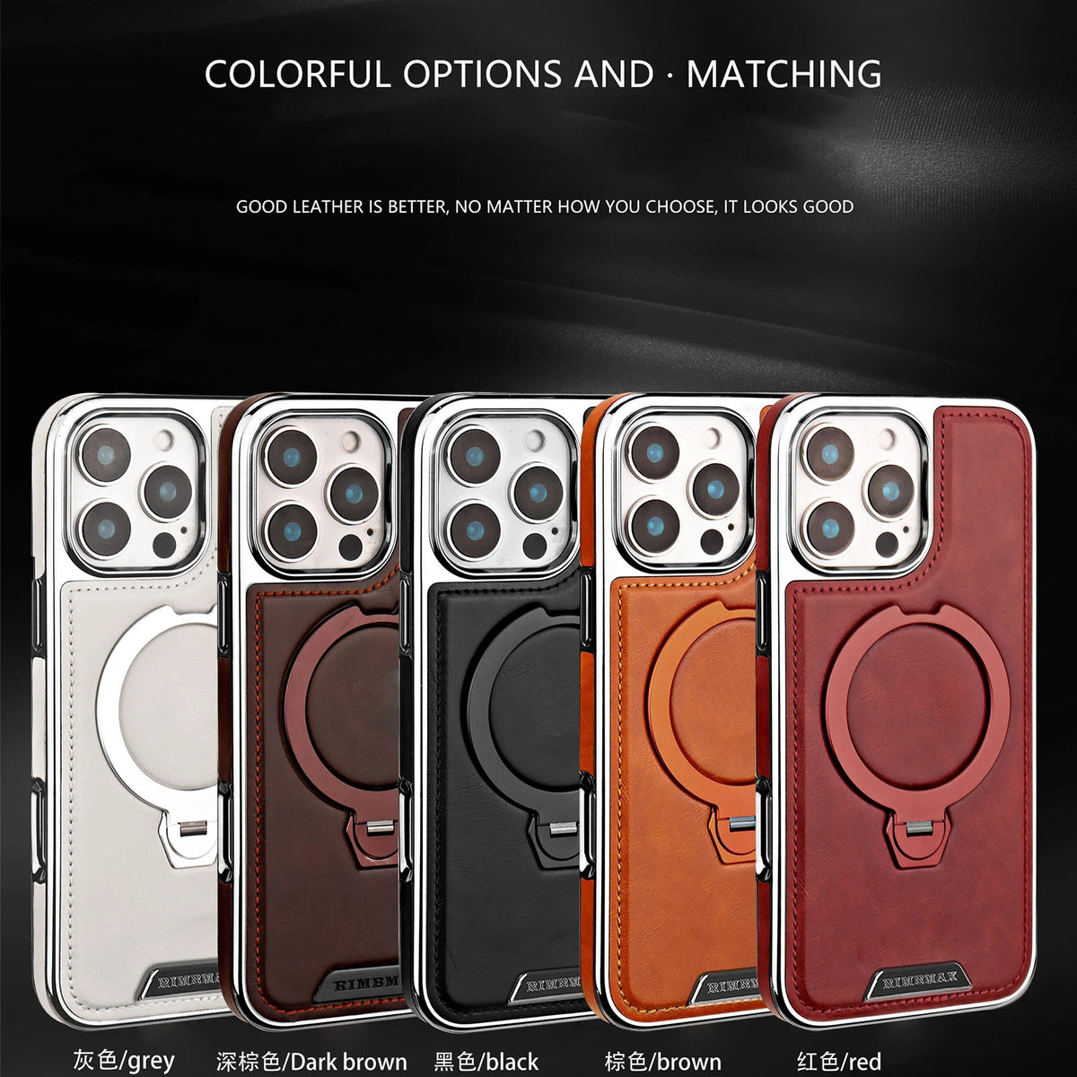 360 Rotating Bracket Luxury Magnetic Stand Ring Leather Case For iPhone 16 Pro Max 15 14 13 12 Magsafe Wireless Charging Cover