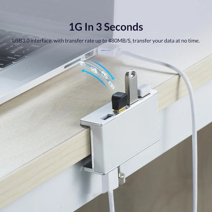 HUB External USB 3.0 Clip-type Splitter Adapter Desktop Laptop Wire Multi Port Dock Station Type C Clip HUB Power TF Card Slot