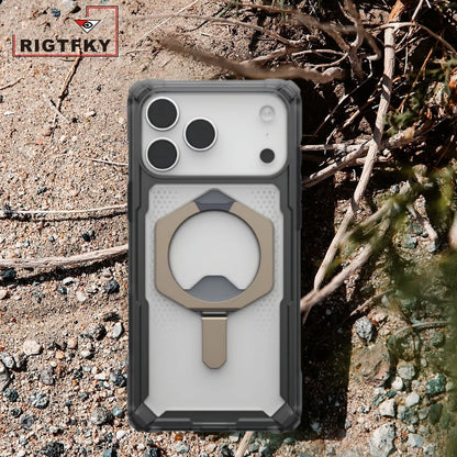 Transparent Military Shockproof Armor Phone Case For Iphone 17 Air 16 15 14 Plus 13 12 Pro Max Magnetic Holder Protective Cover