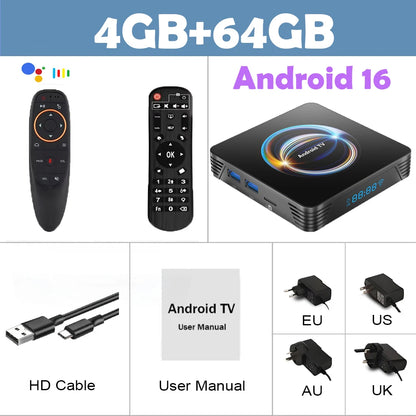 Android 16 Smart TV Box X66 8GB+256GB Rockchip RK3528 Google Assistant 8K Video Bluetooth5.4 Media Player Very Fast Set Top Box