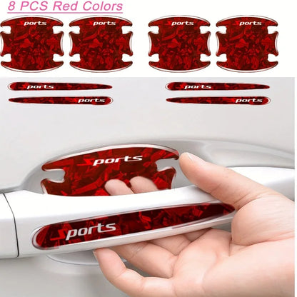 1 Set Carbon Fiber Car Door Wrist Protection stickers Door Handle Anti Collision Decorative Sticker Scratch-Resistant Wear