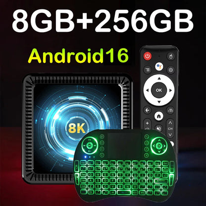 2026 Android 16 Q19 8K Smart TV Box Ram 4GB 8GB Rom 128GB 256GB Google Assistant Bluetooth 6.0 Wifi6 Streaming Media Player Fast