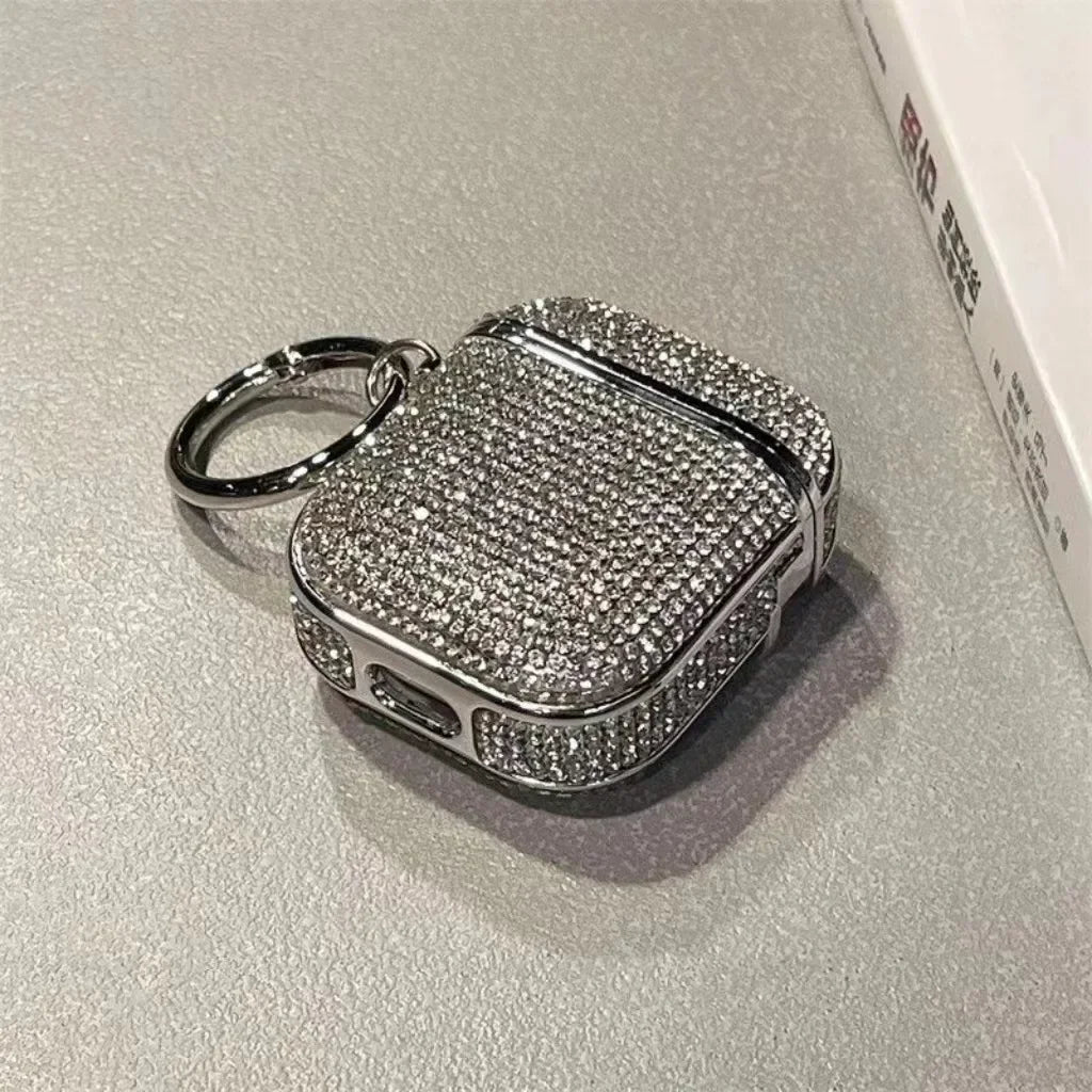 for Airpods 4,Beautiful Rhinestone Bling Hard Plastic Cover Earphone Case For AirPods 1 2 3 Pro 2 With Hook Gift For Women Girl