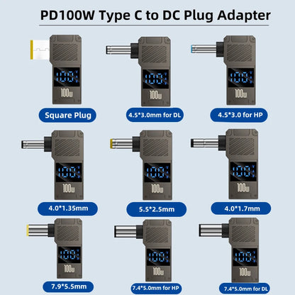 100W USB Type C Fast Charging Adapter Plug Connector Universal USB C to DC Laptop Charger Converter for Lenovo Dell Asus Hp Acer