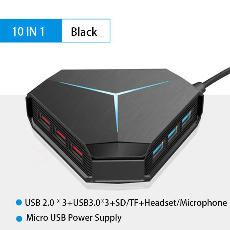 USB Hub USB 3.0 Hub USB Splitter Multi USB 2.0/3.0 Card Reader Headphone Microphone Jack 6 Ports Hub For Desktop PC Notebook