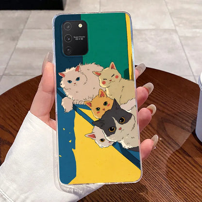 Casing For Samsung S10 Lite Case G770F Aesthetic Cute Cat Fashion Transparent Back Cover For Samsung Galaxy S10 Lite Phone Case