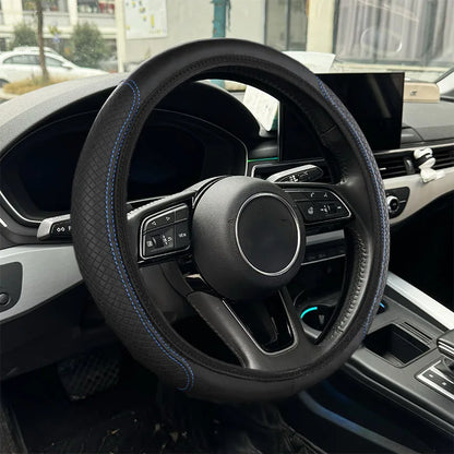 PU Leather Steering Wheel Cover 15\"/38CM Universal Fit Anti-Slip Car Steering Protector With Good Grip Install Easily Interior Accessories Auto Steering Protector