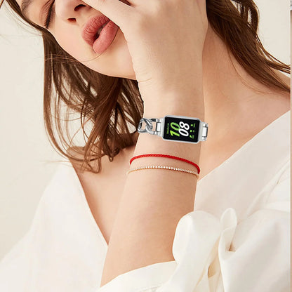 Thin Stainless Steel Strap for Samsung Galaxy Fit3 Single Row Fashion Denim Chain Bracelet Metal Chain Strap for Women