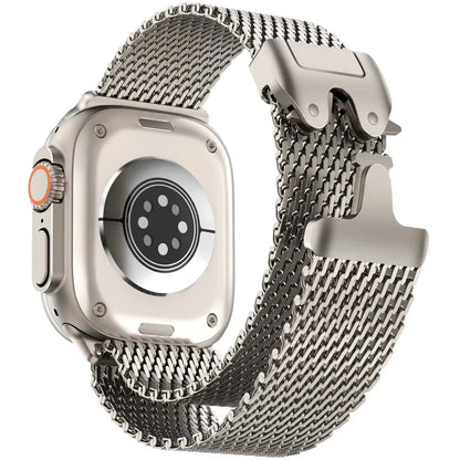 Titanium Official 1:1Strap For Apple watch Ultra Band 49mm S10 46 42 45 44mm 38 40 41 Milanese bracelet iWatch 10 9 8 7 6 5 SE 4
